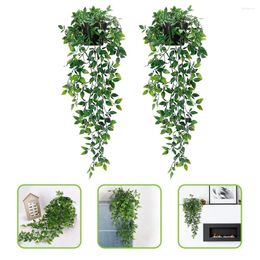 Decorative Flowers 2 Pcs Hanging Simulation Mandala Artificial Plants Vines For Bedroom Plastic Fake With Pot