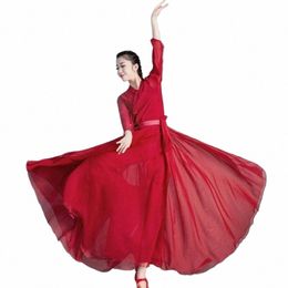 new Classical Chinese Dance Costume Rave Festival Clothing Wind Skirt Practise Wine Red Chinese Style Performance Clothes x8IN#