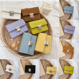 Wallets Solid Color Korean Style Wallet Simple Coin Purse PU Short Clutch Bag Metal Buckle Card Holder Square Men