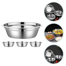 Bowls 4 Pcs Stainless Steel Soup Bowl For Kneading Dough Vegetable Prep Salad Mixing