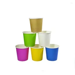Disposable Cups Straws Small Solid Paper Mini 4oz Cup Dessert 100ml Colour Coffee