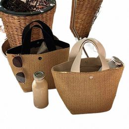 elegant Ladies Straw Woven Handbag Women Holiday Beach Casual Tote Top-Handle Bags Fi Retro Shoulder Bags o30D#