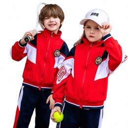 Customised children's school uniform, spring and autumn sportswear, primary school class uniform, kindergarten uniforms. s87g#