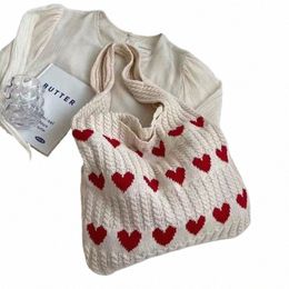 fi Handbag Casual Bags Tote Bag Shoulder Bag for Women Girl Versatile Knitted Heart Bags Large Capacity Crochet Bag h9Vz#