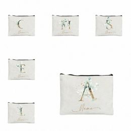 persalized Custom Name Initial Makeup Bag Purse for Girls Cosmetic Case Bridesmaid Teachers Gift Toiletry Pouch Festival Gift z5bD#