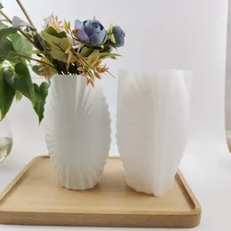 Vases DIY Large Flower Pot Silicone Mould Concrete Moulds Shell Textured Vase Gypsum Home Decor Flowerpot