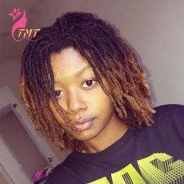 Dreadlock Wig Synthetic Blonde Short Afro Curly Braided Wigs Black Green Purple Faux Locs Wigs For African Black Women