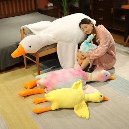18.5in Kawaii Duck Plush Toys Fluffy Sleep Pillow Cute Animal Stuffed Swan Goose Soft Dolls Floor Mat Kids Girls Birthday Gift