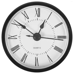 Clocks Accessories Round Clock Insert 3 Inch Quartz Fit-Up Movement Miniature White Dial Black Trim Roman Numerals Diy