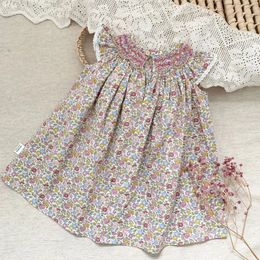 Ruffles Lace Girls Beach Dress Summer Soft Breathable Toddler Girls Clothing Children Holiday A-Line Dress Vestidos 240319