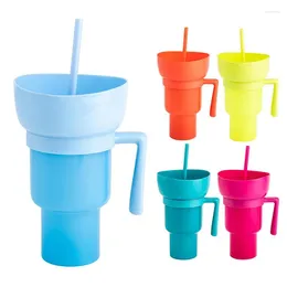 Cups Saucers Snack Cup 2 In 1 Multifunction Stadium Drink With Straw For Movies Home Use Leakproof Portable Drop