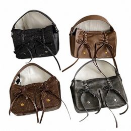 luxury Brand Vintage W Skin Pleated Bow Motorcycle Bag Pillow Armpit Bag Stylish Crossbody Bag C8Bq#