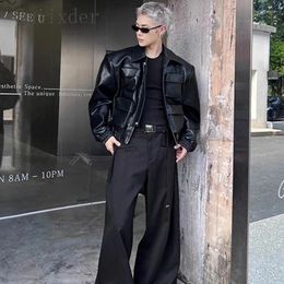 Men's Jackets 2024 Autumn Silhouette Design Leather Men Women Korean Style Fashionable Loose High Street Casual Freshing