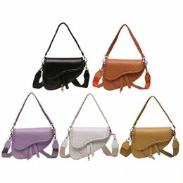 pu Leather Fi Sling Bag Two Straps Women Stylish Satchel Bags Large Capacity Saddle Shoulder Bag Ladies Top Handle Bag m7AQ#