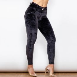 Shascullfites Melody Kadınlar Zarif Kadife Pantolon Düz Renk Yüksek Elastik Sıcak İnce Ganimet Tozluk Düz Pantolon