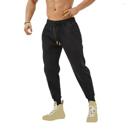 Men's Pants Solid Colour Athletic Adjustable Waist Running Loose Fit Sport With Ankle-banded Side Pockets For Gym