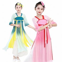 children's classical dance s elegant Chinese style Hanfu girls' natial dance s fan dance s 96Fh#
