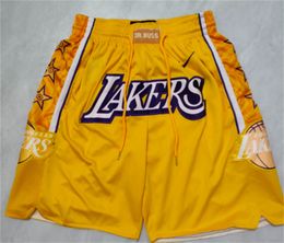 Mens''Los''Angeles''Lakers''shorts Basketball Retro Mesh Embroidered Casual Athletic Gym Team Shorts 015