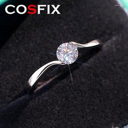 Cluster Rings Real 925 Sterling Silver Small High Carbon Diamond For Women Simple Sparkling Round 0.3CT Zircon Finger