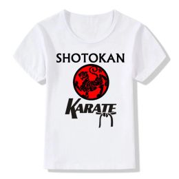Boys&Girls Print Japanese Kanji Shotokan Karate T-shirt Children Anime Summer T shirt Kids Tops Baby Clothes,ooo718
