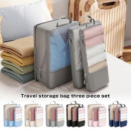 Storage Bags Compressed Travel 3Pcs Organiser Set Mesh Luggage Portable Nylon Bag Large Capacity Waterproof Breathable