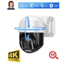 4K PTZ Security Camera 2.7-13.5mm 5X Optical Zoom 8MP Ai Face Detect Two Way Audio Colour Night Outdoor POE IP Camera for NVR Kit