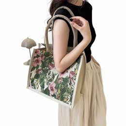 vintage Fr Pattern Tote Bag, Trendy Portable Casual Shoulder Bag, Perfect Handbag For Shop Holiday Birthday Parties v0Uj#