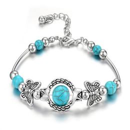 Trendy Butterfly Bracelet Women's Sculpture Pattern Personalised Pearl Turquoise Bracelet AB47