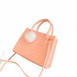 1pc Pink/Black/Khaki/Azure Cross-Body Bag With Pompom Decorati for Women Square Pu Material for Daily Outings Bags for Ladies U1mU#