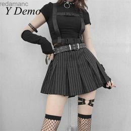 Skirts Skorts Y Demo Preppy Style Striped Pleated Mini Skirt For Women High Waist Casual A-line Skirt Grunge Party Streetwear Summer 240330