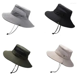 Berets Men Large Brim Hat Summer Sunhat Outdoor Protection Hats With Multiple Colour Option & Buckles Light-Weight Cap