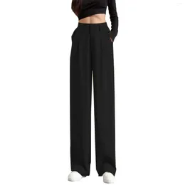 Women's Pants Business Wide Leg Ol High Elastic Waisted Black Work Trousers Long Straight Suit For Summer Spring