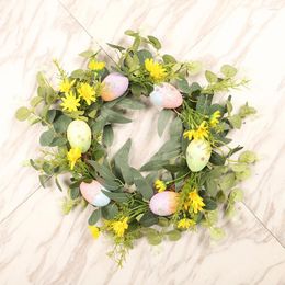 Decorative Flowers Wreath With Easter Egg Decoration Artificial Green Leaves Simulation For Front Door