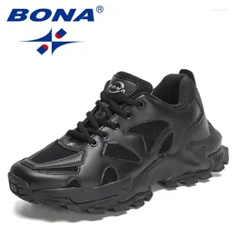 Casual Shoes BONA 2024 Designers Action Leather Running Athletic Training Sneakers Men Non-slip Man Jogging
