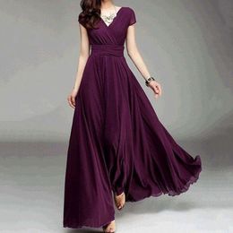 V-Neck Ladies Sexy Party Evening Dresses Women Long Dress 941700