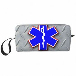 emt Star Of Life Cosmetic Bag Women Cute Big Capacity Paramedic Makeup Case Beauty Storage Toiletry Bags Dopp Kit Case Box m6jl#