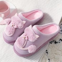 Slippers Cotton Shoes Women 2024 Cute Ladies Platform Indoor For Winter Home Female Warm Footwear Dropship