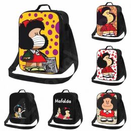 mafalda Lunch Bag Insulated Meal Bag Carto Print Portable Lunch Box for School Work Picnic Tote Food Ctainer for Boys Girls l5Ar#