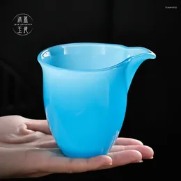 Cups Saucers Ice Blue Jade Porcelain Fair Cup Azure Glass Liuli Large Cha Hai Tea Dispenser Ceremony Accessories Used For Dividing