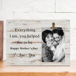 Frames Mother'S Day Po Frame Wooden Table Holiday Home Decoration Desktop Ornaments With Copper Clip Ornament