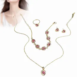 Necklace Earrings Set 4pcs/set Women's Jewellery Love Heart Statement Bracelet & Ears For Ladies Wedding Parties