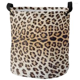 Laundry Bags Leopard Dirty Foldable Round Waterproof Home Organizer Clothing Children Toy Large Capacity Storage Basket