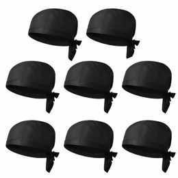 8 Pcs Chef Hat Restaurant Uniform Caps Chief Black Beret Hats Men Bandanas Kitchen Accories Service Bakery Bbq Grill Cooking 294X#