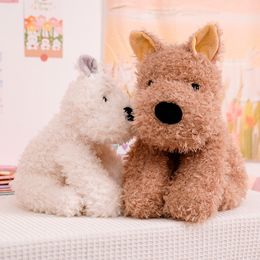New Huggable 1pc Adorable Fluffy Hair Brown Dog plush toys stuffed Lifelike Doggie Doll Baby Appease Toys Kids Gifts