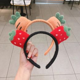 Hair Accessories Delicate Cartoon Cute Headband Korea Style Autumn And Winter Children's Headbands Plush Strawberry Carrot Buckle