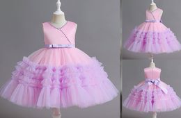 Beauty Pink V-Neck Girl's Birthday/Party Dresses Girl's Pageant Dresses Flower Girl Dresses Girls Everyday Skirts Kids' Wear SZ 2-10 D330270