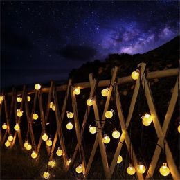LED Solar String Lights Outdoor Waterproof 100 LED Crystal Globe Lights With 8 Modes Fairy Light for Garden Ramadan Party Decor