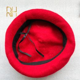 RH Ladies Cute Mushrooms Red Handmade Wool Felt Beret Creative Painter Hat Girls Birthday Gift Warm Cap For Autumn Winter