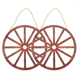 Decorative Figurines 2 Pcs Wooden Wheel Decoration Vintage Wall Home Christmas Decorations Wreath Hanging Office