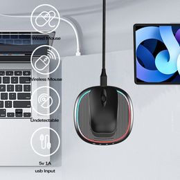 Undetectable Mouse Jiggler Mechanical Movement Pad with Timer ON/Off Switch RGB Lights Type-C Charging Cable for Computer Awake